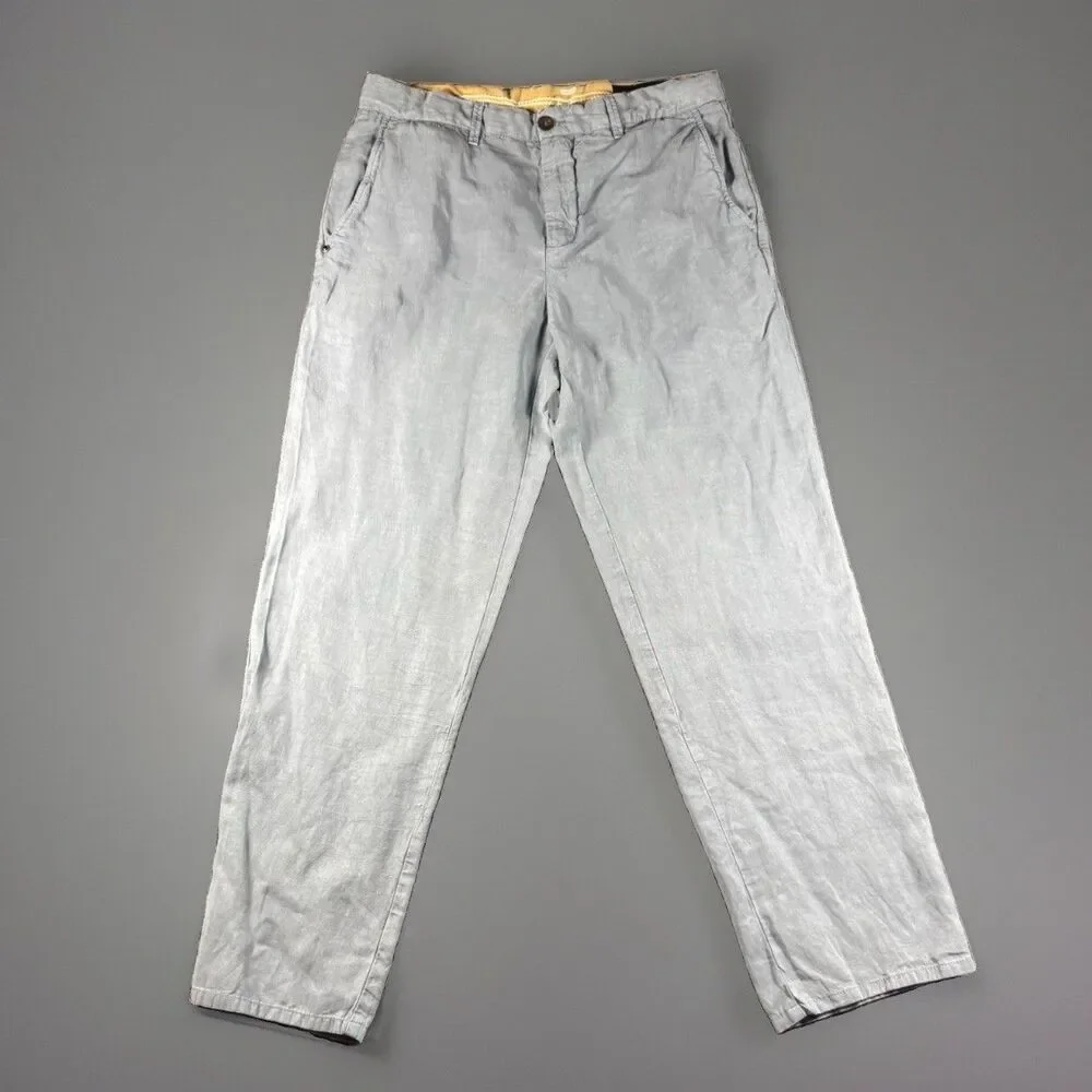 WHITESAND Italy Men’s Linen Lyocell Blend Chino Pants Light Blue Gray Size 48 32